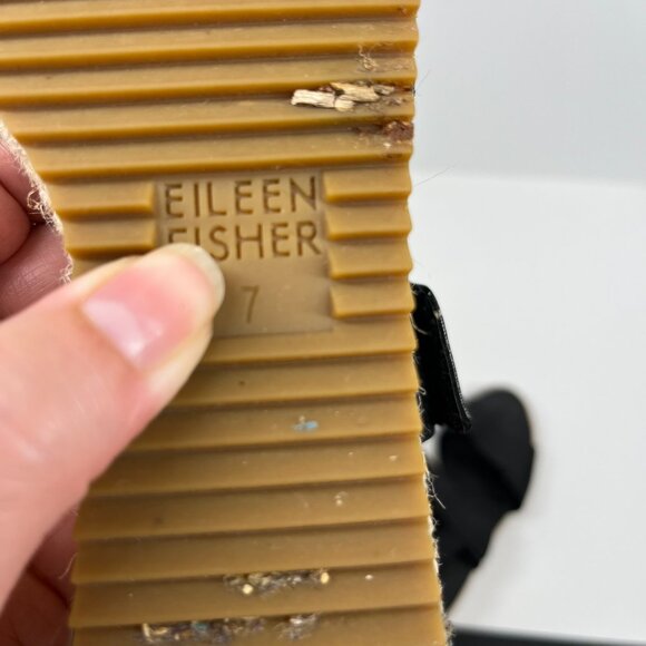 Eileen Fisher Black Leather Espadrille Strappy Sandals Sz. 7 - Picture 5 of 7